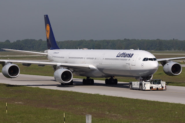 Lufthansa A340-600 While Being Towed