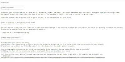 XXXXXX (Darxe) Ransomware note, записка о выкупе