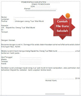 Berikut dilampirkan Contoh File Surat Undangan Rapat Untuk Orang Tua Siswa untuk jenjang SD, SMP, SMA dalam bahasa baku dan sesuai dengan ejaan yang disempurnakan.