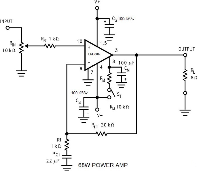 68W Power Amplifier using LM3886