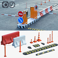 Equipment for the creation of parking lots, road fences 3d model