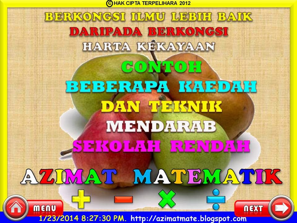 AZIMAT MATEMATIK: KAEDAH DAN TEKNIK MENDARAB