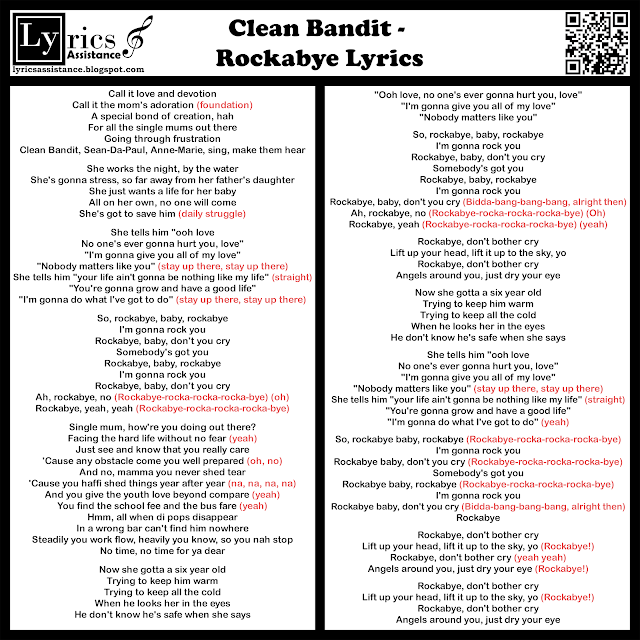 Clean Bandit - Rockabye Lyrics | lyricsassistance.blogspot.com