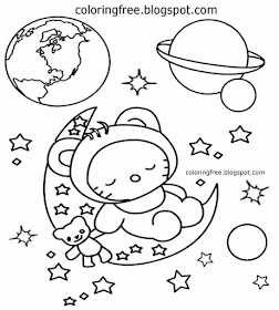 Simple art planets space clipart cartoon moon coloring earth space activities for kindergarten kids