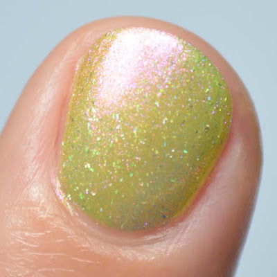 yellow nail polish with shimmer swatch