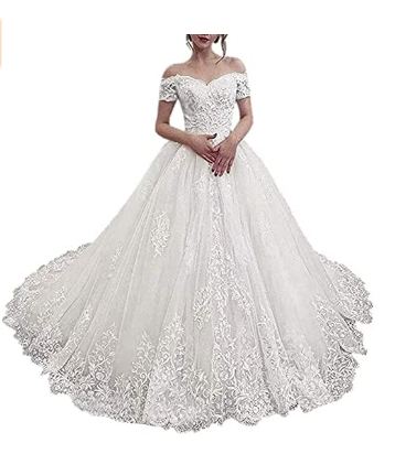 The Shoulder Lace Appliques Ball Gown Wedding Dress for Bride - 2021 Bridal Gown