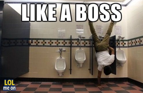 funny like a boss picture shows someone how pisses like boss from "LOL me on"