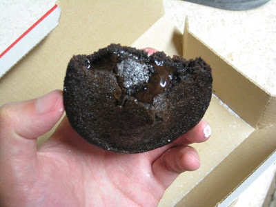 The gooey filling inside Domino's Chocolate Lava Crunch Cakes