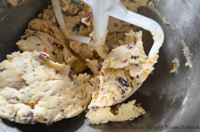 Orange Cranberry Pistachio Shortbread Cookie Dough.