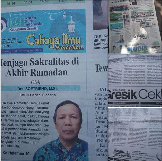 Tulisan Pak Drs. Soetrisno, M.Si, Guru SMPN 1 Krian Sidoarjo,