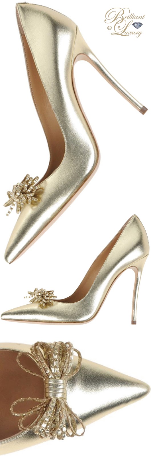 Brilliant Luxury ♦ Dsquared2 golden evening pumps