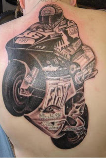 Motorcycle Racing Back Tattoo Picture