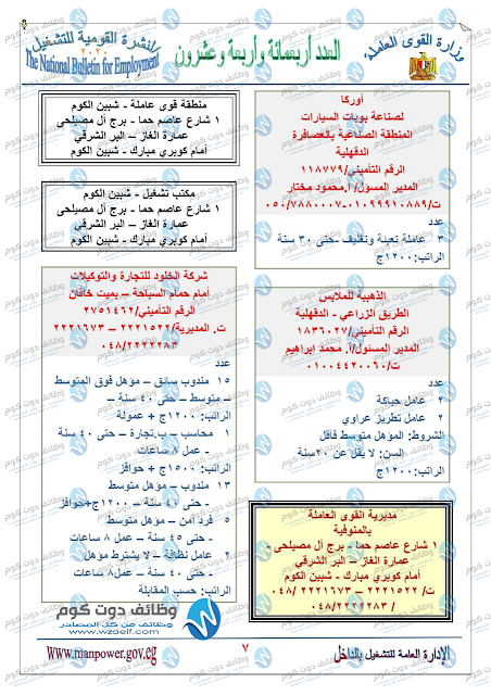 وظائف وزارة القوى العاملة اليوم 2020 وظائف دوت كوم