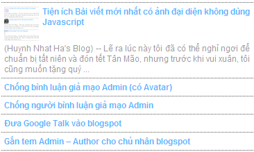 Tùy biến Bài viết mới nhất có ảnh đại diện không dùng Javascript