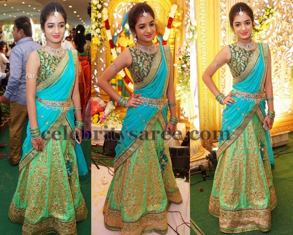 Gorgeous Girl Mirror Work Half Sari