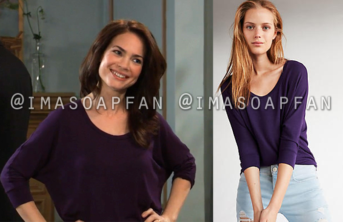 Elizabeth Webber, Rebecca Herbst, Slouchy Dark Purple Dolman Top, Express, General Hospital, GH