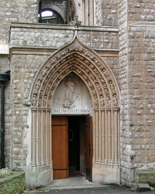 Church of the Immaculate Conception, Entrance in Mount Street Gardens, Mount Street, Mayfair, London