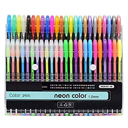 48 Pc Gel Pens set Color gel pens,Glitter, Metallic, Neon pens Set Good gift For Coloring Kids Sketching Painting Drawing