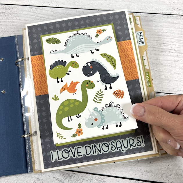 Be Fierce Dinosaur Scrapbook Album page