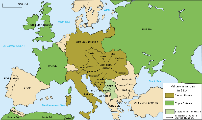 Europe Before World War One Map. map of europe 1914 alliances.