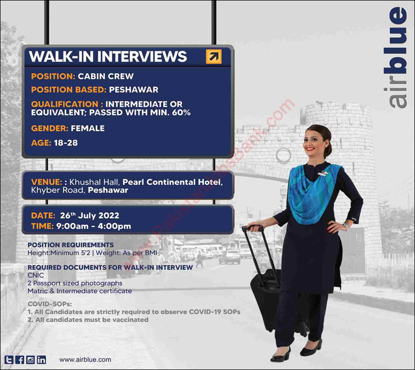 Airhostess Jobs in Air Blue July 2022 Walk in Interview Female Cabin Crew Latest Airports Jobs/ in Techjobstrace Jobs Station