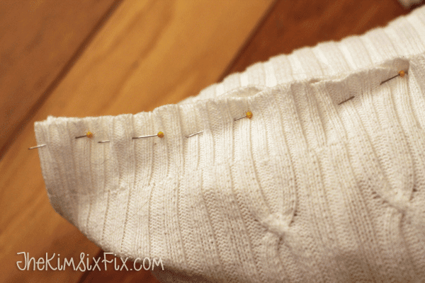 Making pillow from old sweater