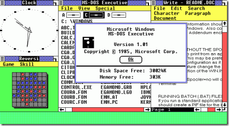 Microsoft Windows 1.01 graafinen käyttöliittymä