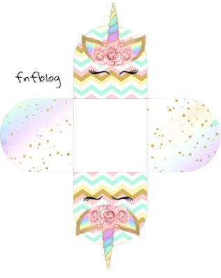 Unicorn and Rainbow: Free Printable Boxes. 