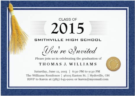 Blue and White Diploma Graduation Invitation