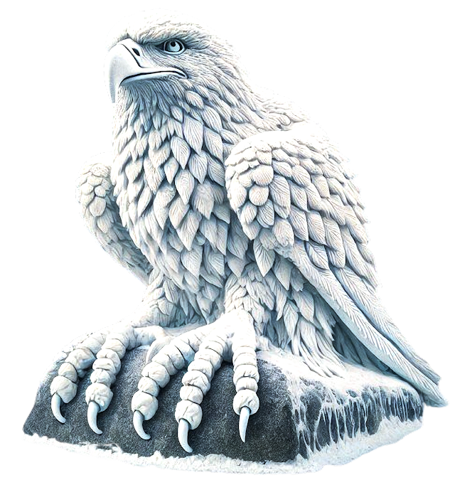 Dypetsning av «Ørneskulptur» laget ved hjelp av KI i Remove.bg med en siste finpuss i PhotoShop.