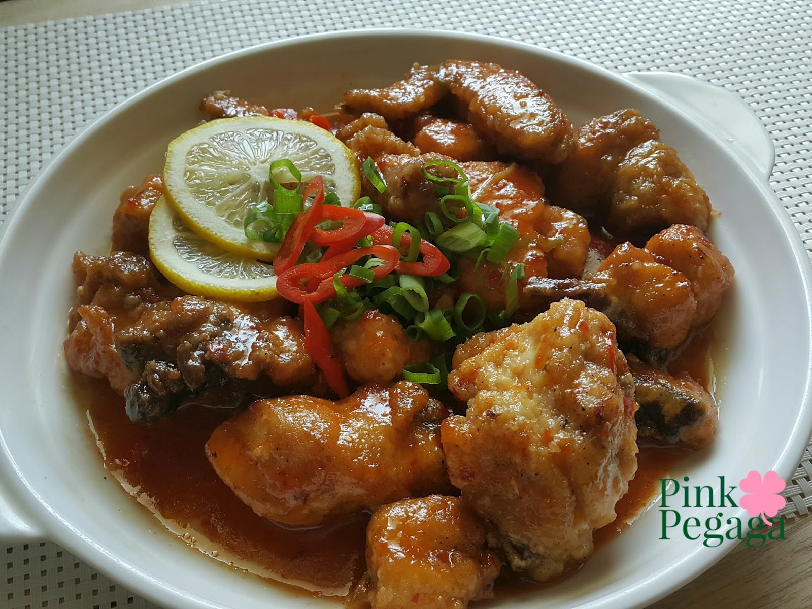 Resepi Ayam Madu Lemon Pedas / Spicy Lemon Chicken - Pink 