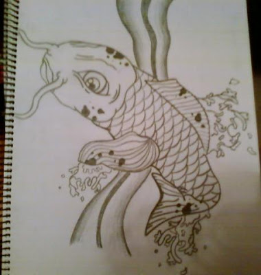Japanese style koi fish drawing