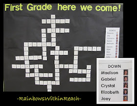 photo of: Back to School Bulletin Board Using Student Names as Cross Word Puzzle 