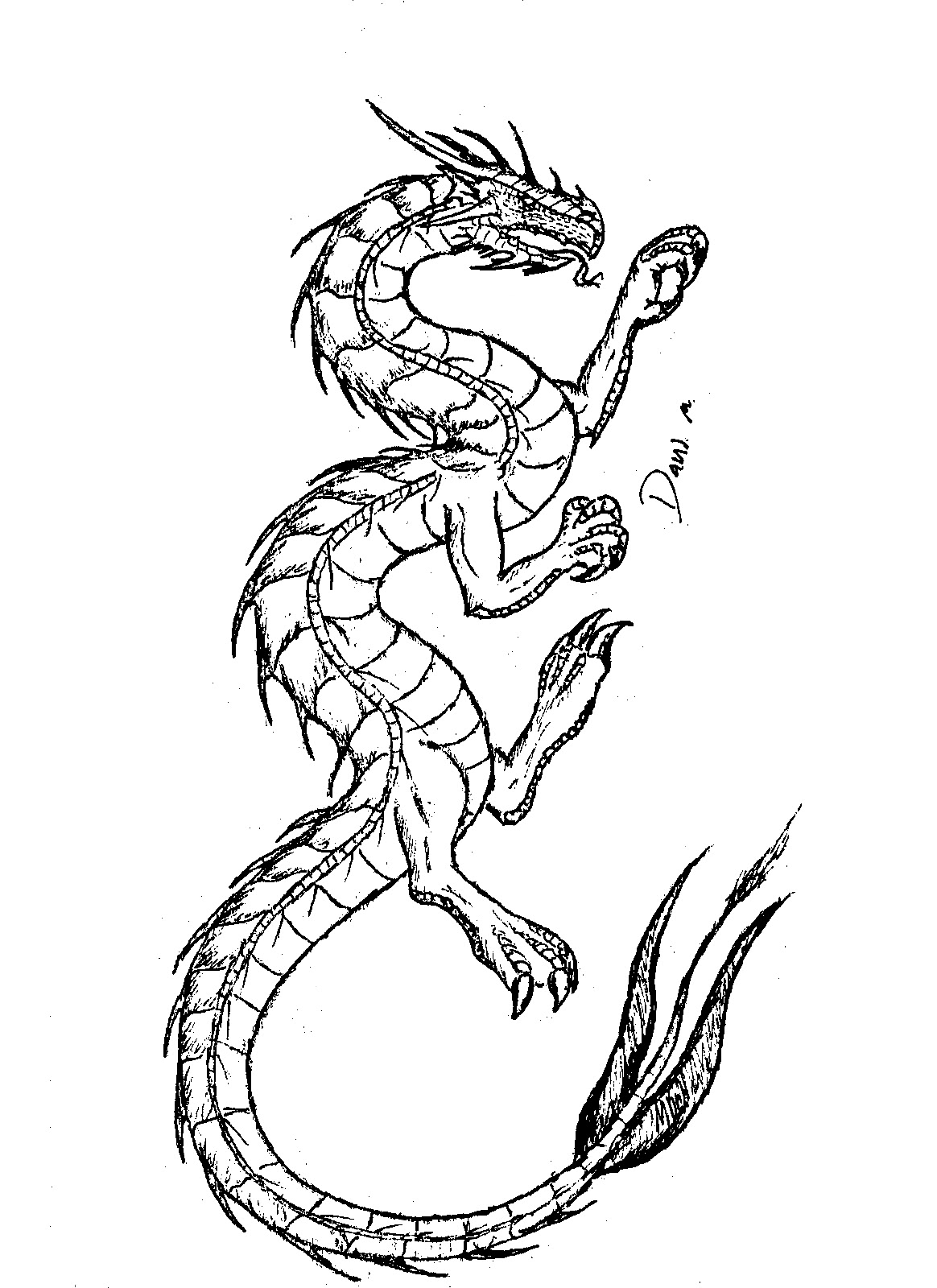 Download Coloring Page World: Tattoo Dragon (Portrait)