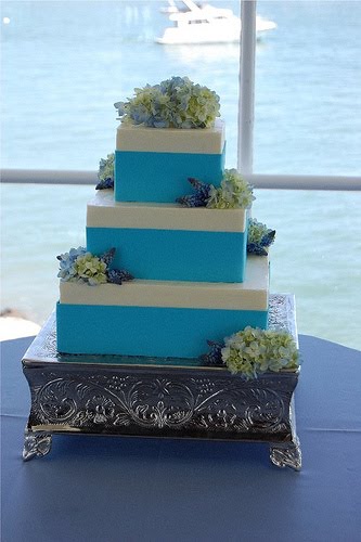 Tiffany Tea Blue Wedding Cake with Basketweave