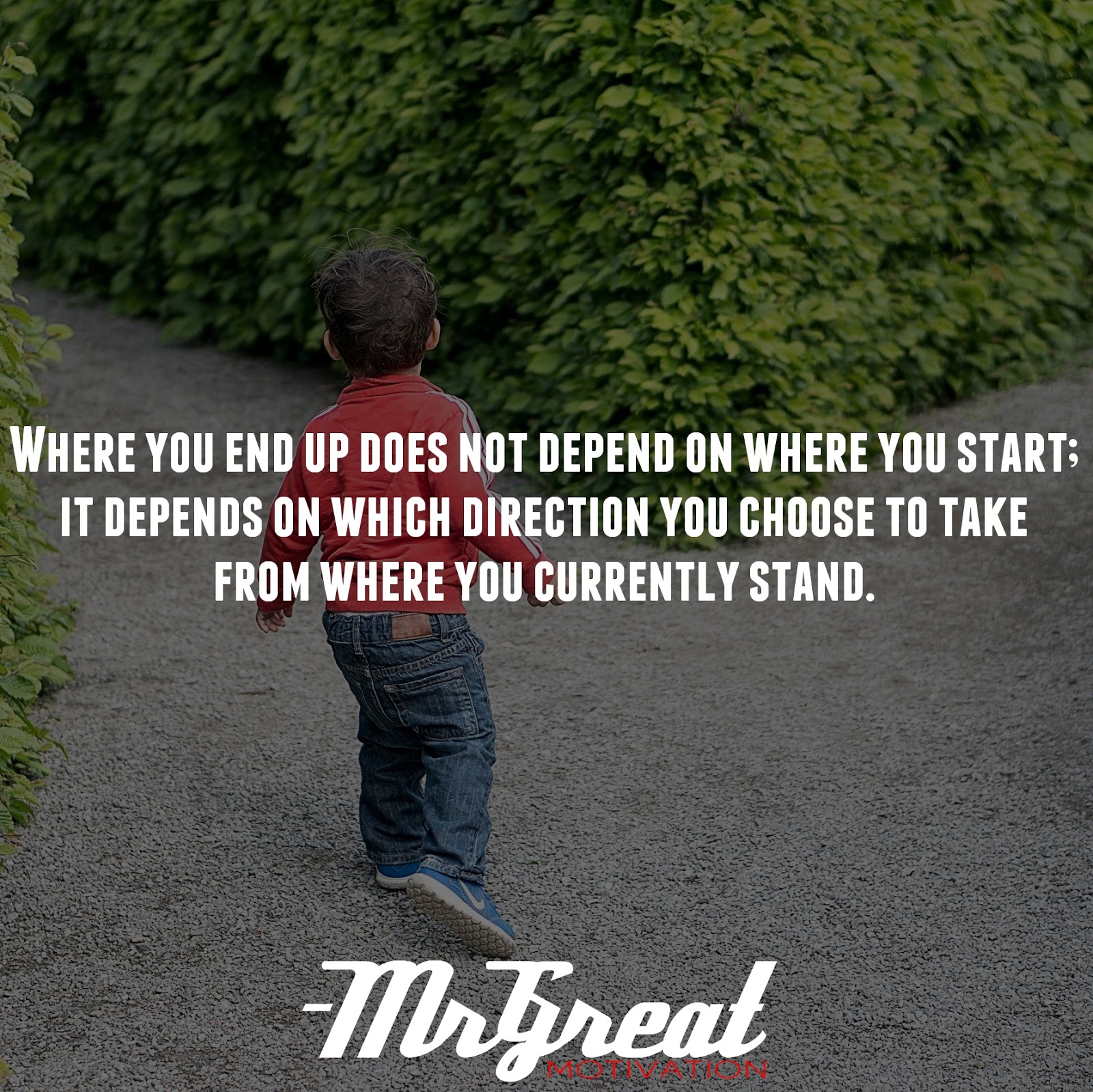 Where you end up does not depend on where you start; it depends on which direction you choose to take from where you currently stand - Kevin Ngo