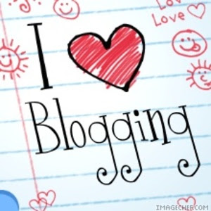 a drawing in black and red that say I love blogging