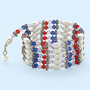 Silverplate Gemstone and Crystal Patriotic Chain Silverplate Gemstone and Crystal Patriotic Chain