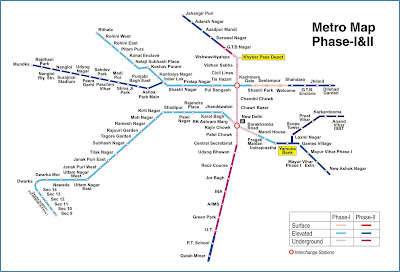 Delhi metro phase 1 and 2 map image