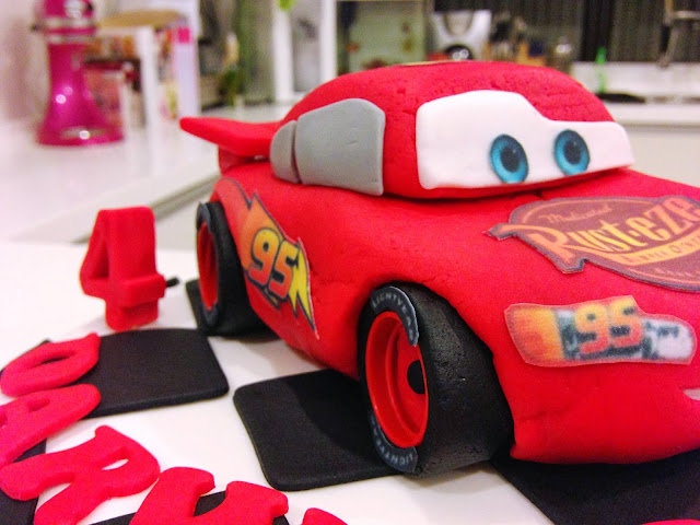 Lizzie as a Mummy: Lightning McQueen Cake and Disney Cars Dessert Table
