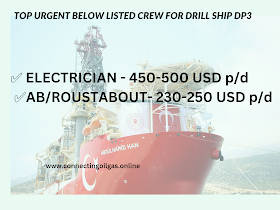TOP URGENT BELOW LISTED CREW FOR DRILL SHIP DP3