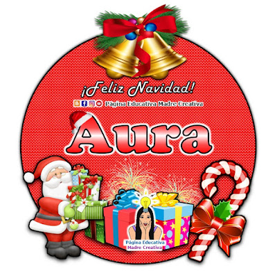Nombre Aura - Cartelito por Navidad nombre navideño