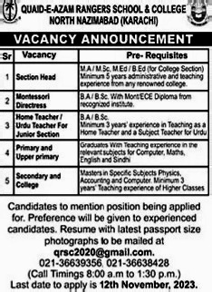 Teaching Jobs in Karachi Today Newspaper || Latest jobs in karachi 2024