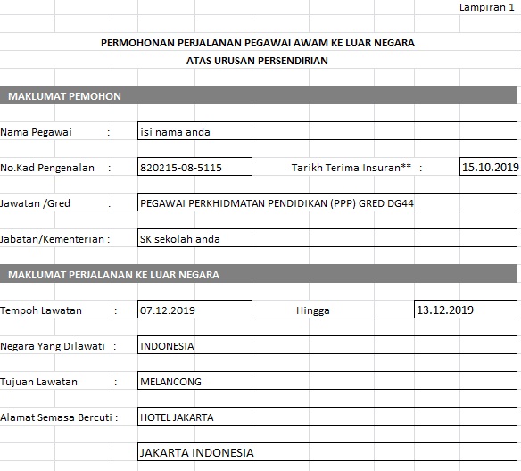 Borang Permohonan Ke Luar Negara Bagi Kakitangan Awam ...