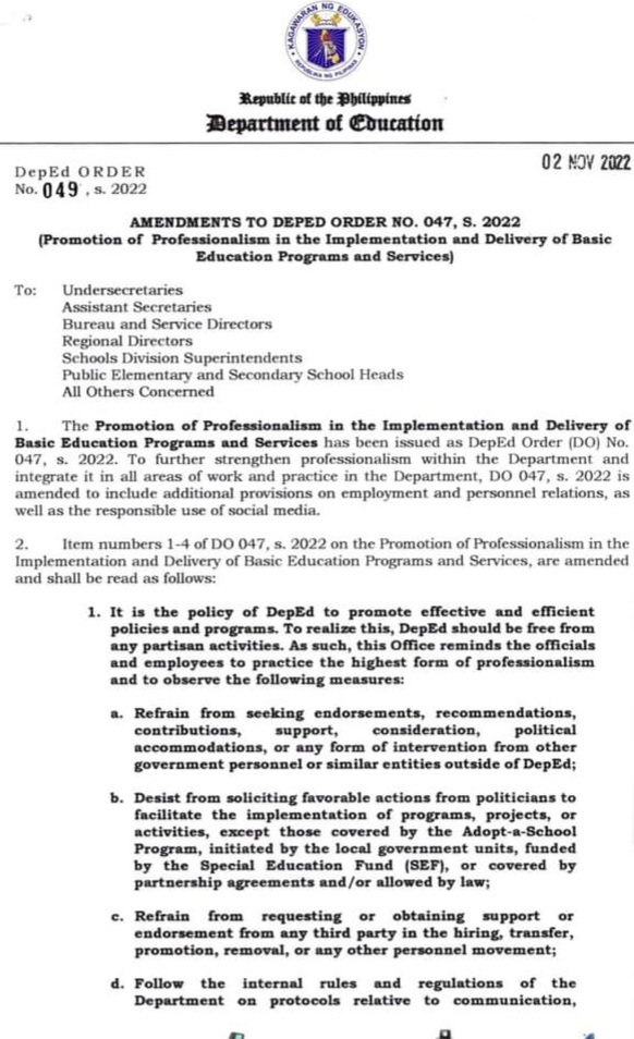 Promotion of Professionalism in the Implementation and Delivery of Basic Education Programs and Services