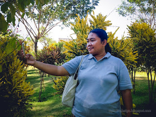 Woman Traveler Take A Selfie In The Beautiful Tropical Garden Plants On A Sunny Day Tangguwisia Village North Bali Indonesia