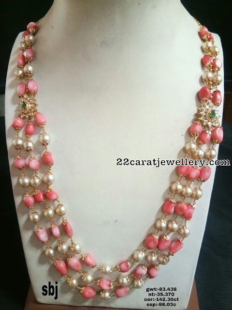 Pink Coral Beads Long Haram