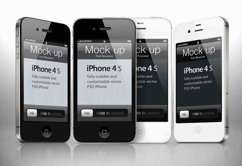 iPhone 4s Psd Vector Mockup Template