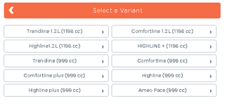 car insurance premium calculator - step 6,select a variant,