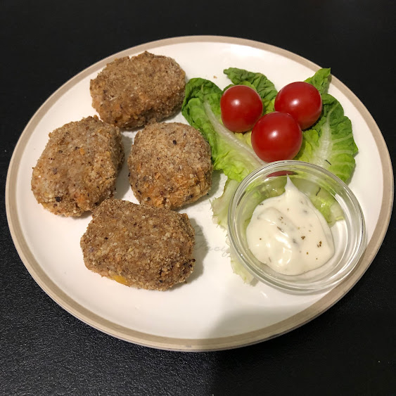 Nuggets de poisson, pois chiches et patate douce